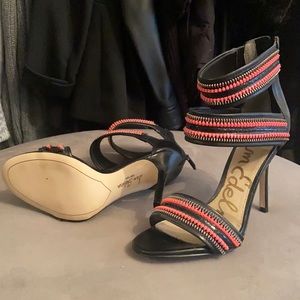 New Sam Edelman black heels with pink accent 6.5